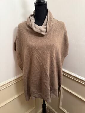 Bianca B Made in Italy Wool Cashmere Blend Cowl Neck Poncho Sweater Lagenlook